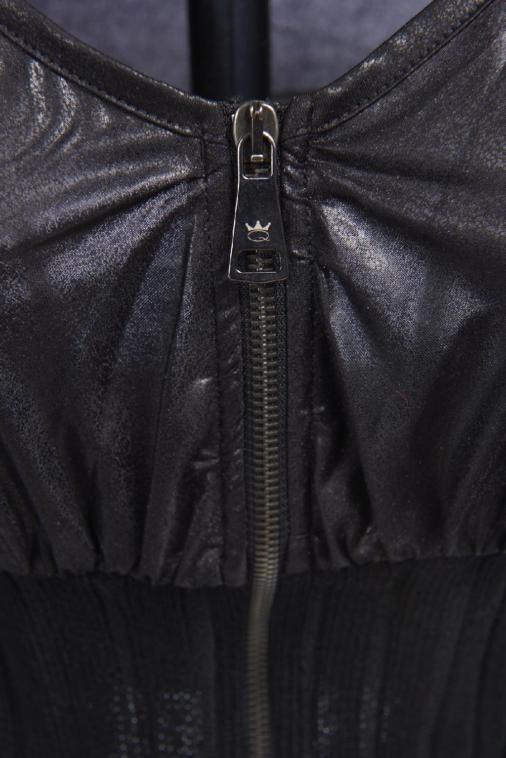 Save The Queen Giacchino Corto Nero In Jersey E Inserti In Maglia