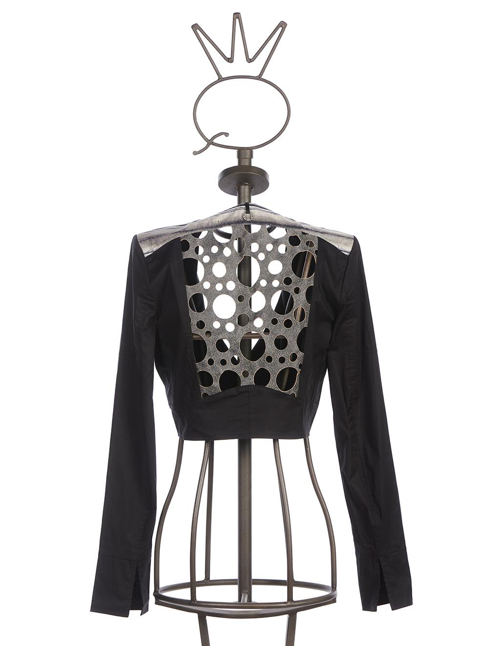 Save The Queen Giacchino In Cotone Nero Con Dettaglio In Pelle