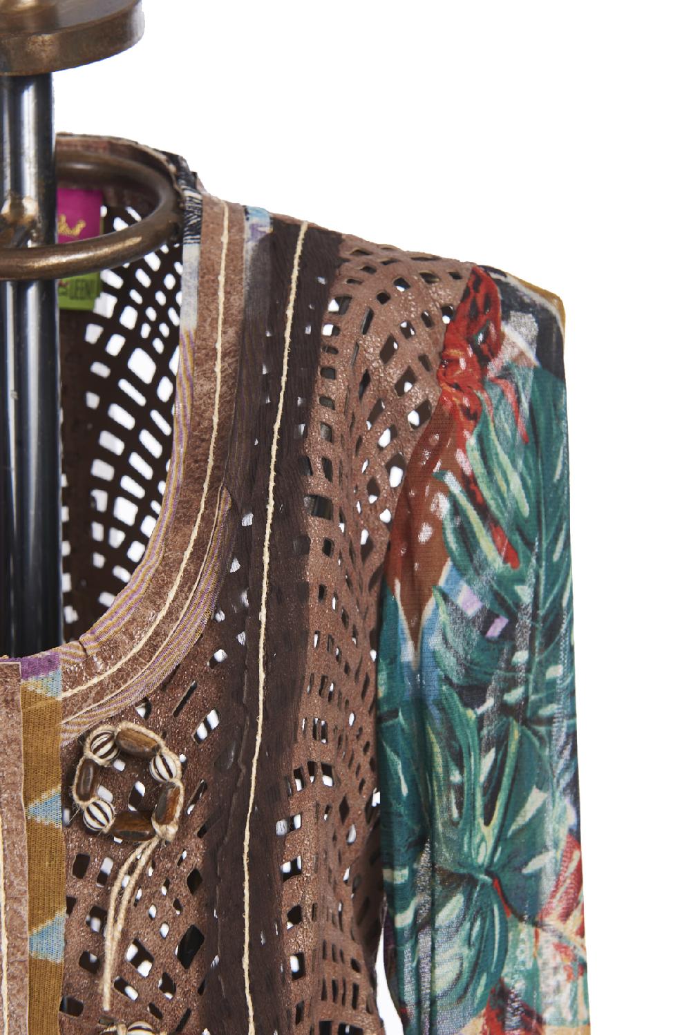 Save The Queen Giacchino In Pelle Ricamata E Tulle Stampato