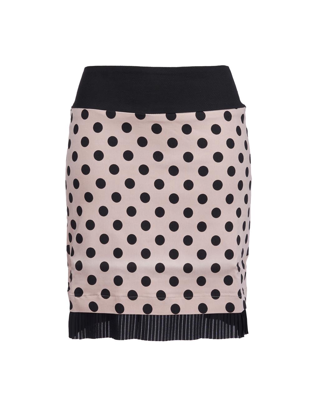 Save The Queen Gonna corta in tessuto con fantasia pois