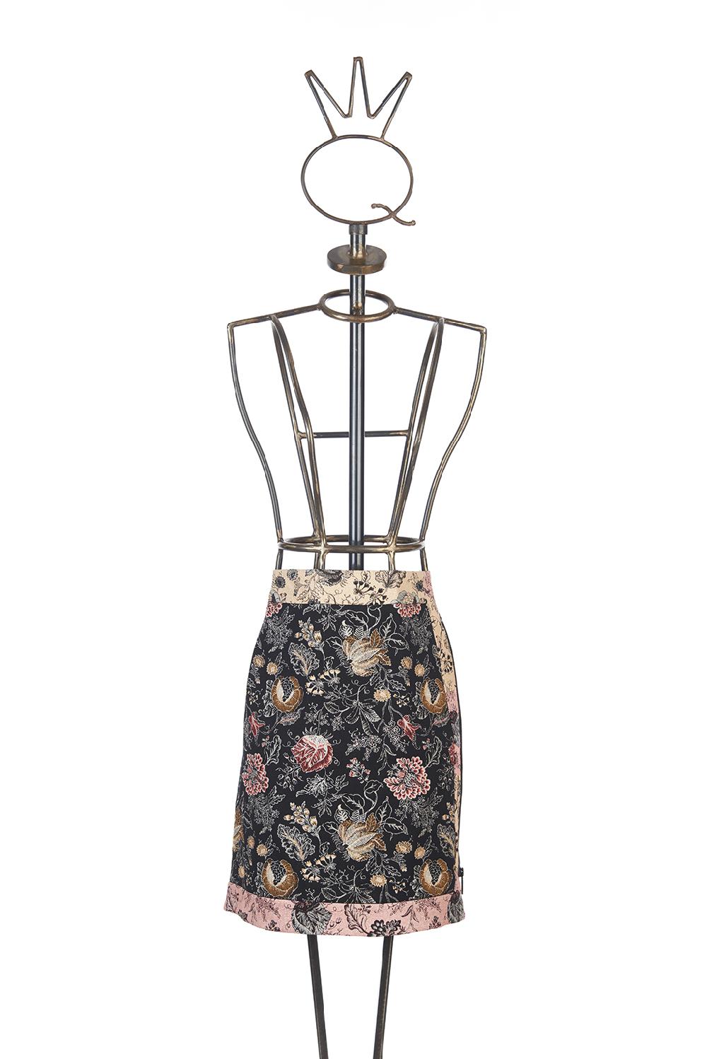 Save The Queen gonna corta in tessuto jacquard floreale