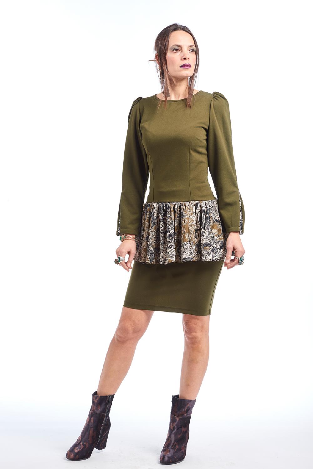 Save The Queen Gonna Corta In Tessuto Stretch Verde Oliva