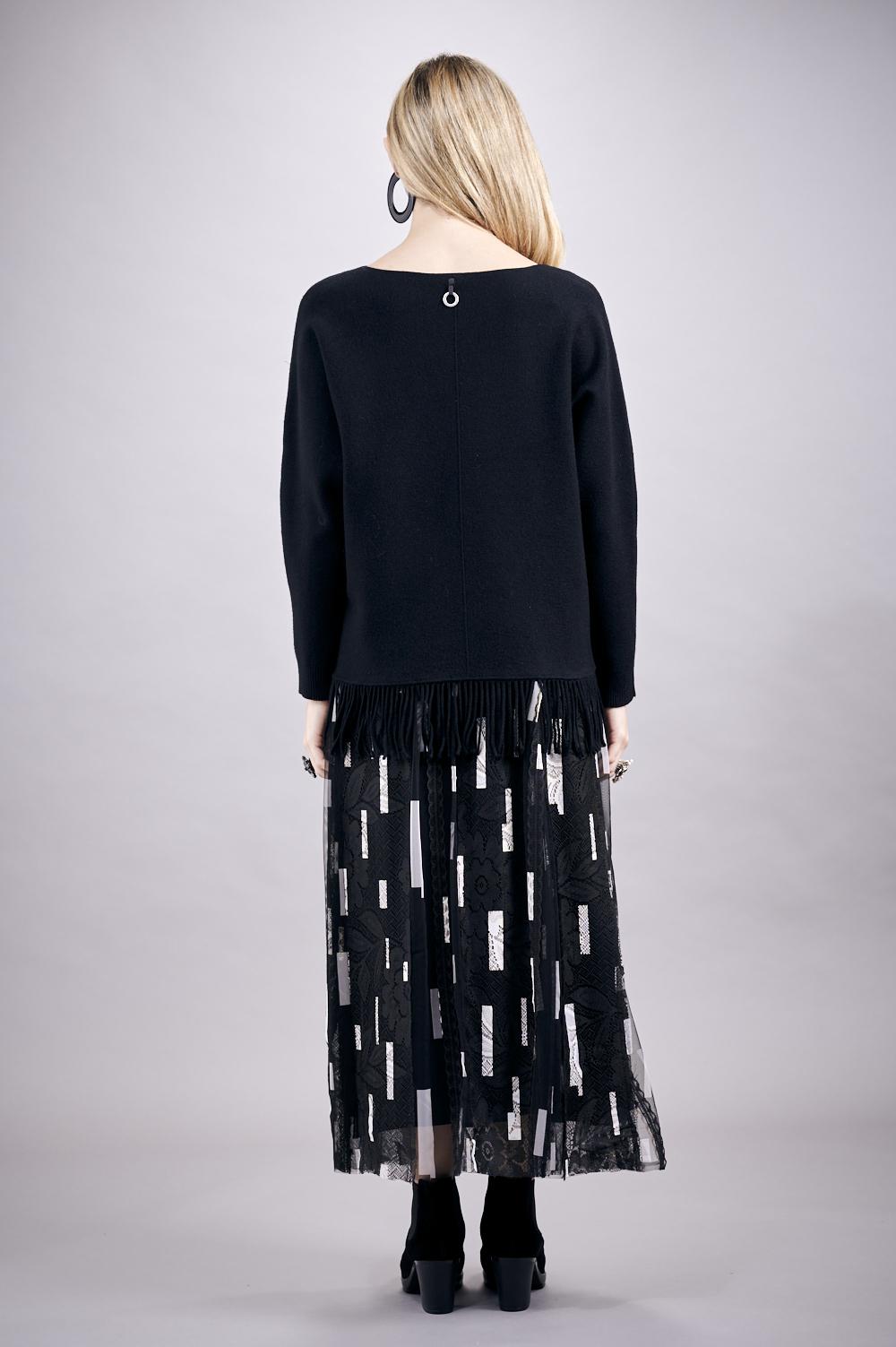 Save The Queen Gonna In Tulle Con Stampa Geometrica Nera E Beige