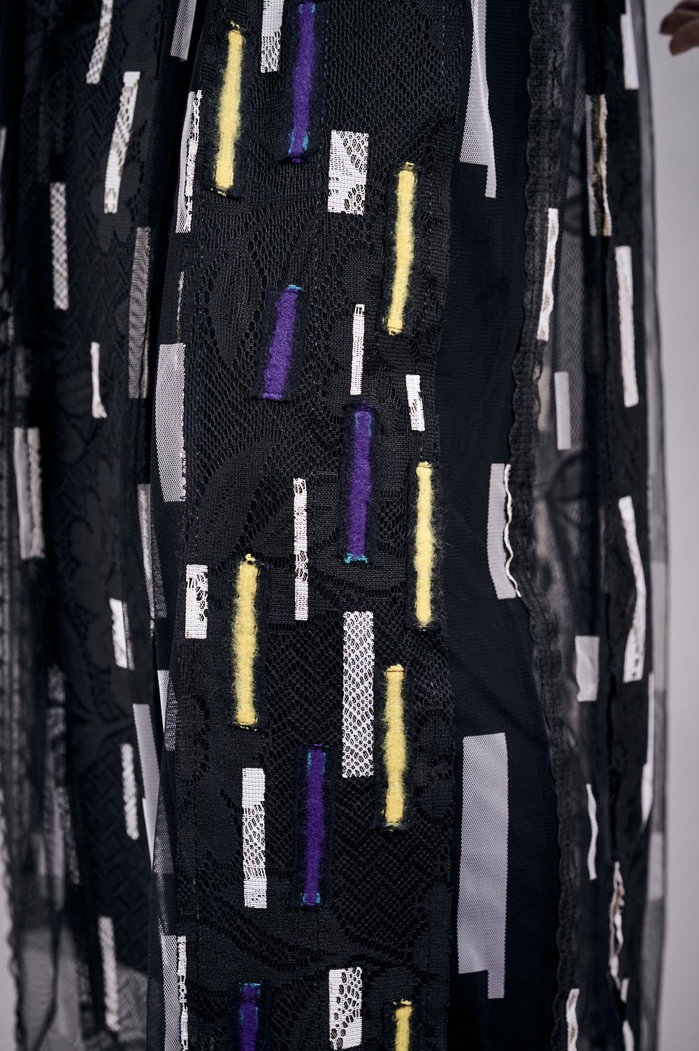 Save The Queen Gonna In Tulle Con Stampa Geometrica Nera E Beige