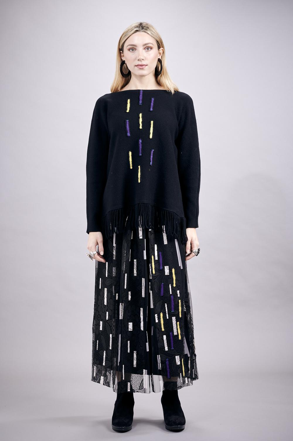 Save The Queen Gonna In Tulle Con Stampa Geometrica Nera E Beige