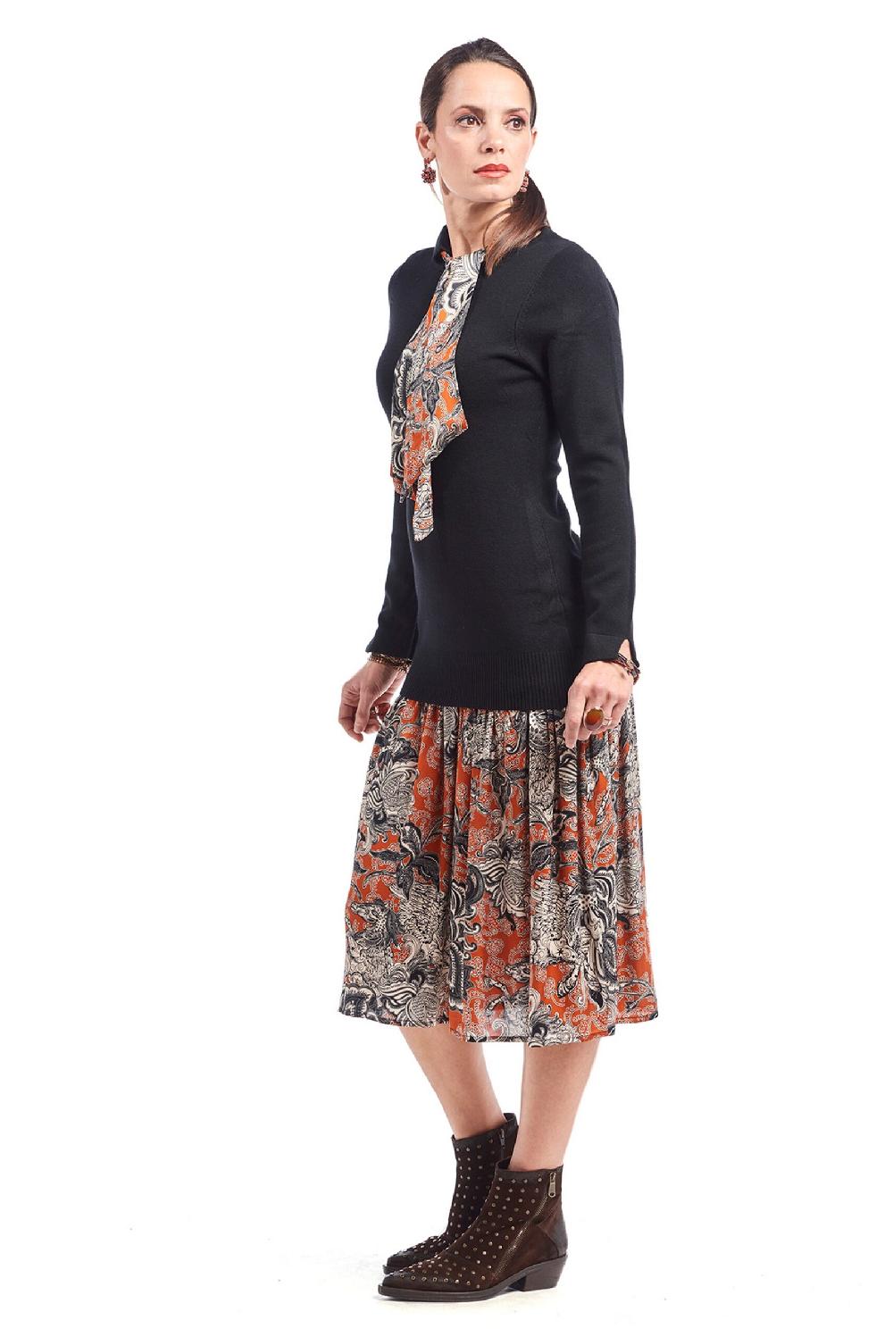 Save The Queen Gonna Longuette In Raso Con Stampa Rinascimentale