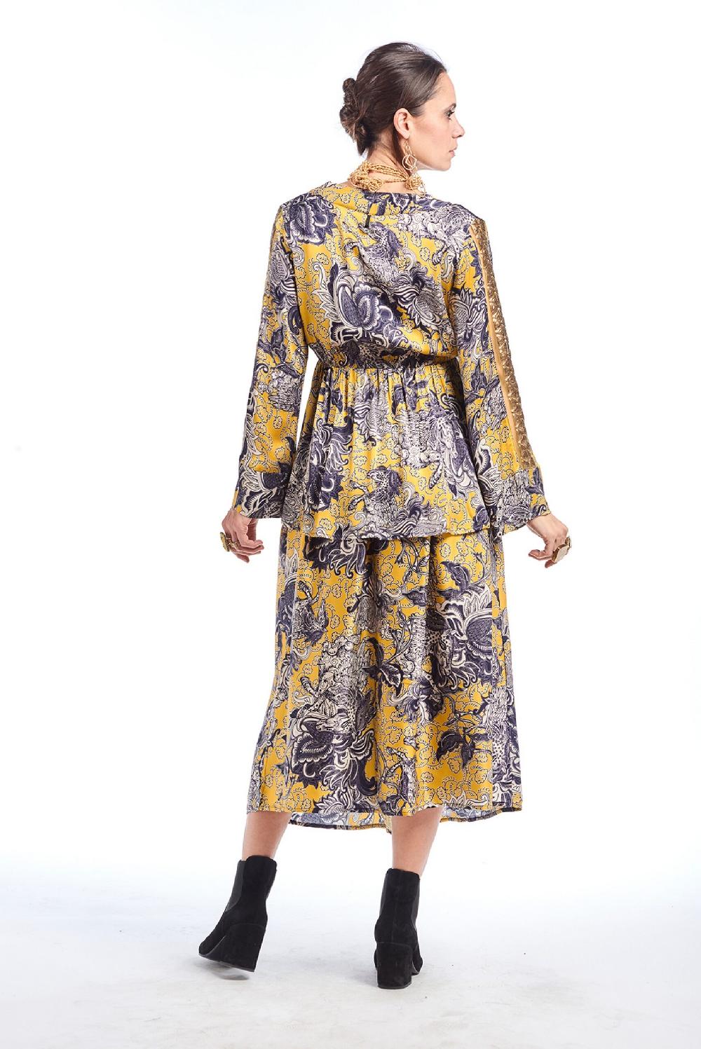 Save The Queen Gonna Longuette In Raso Con Stampa Rinascimentale