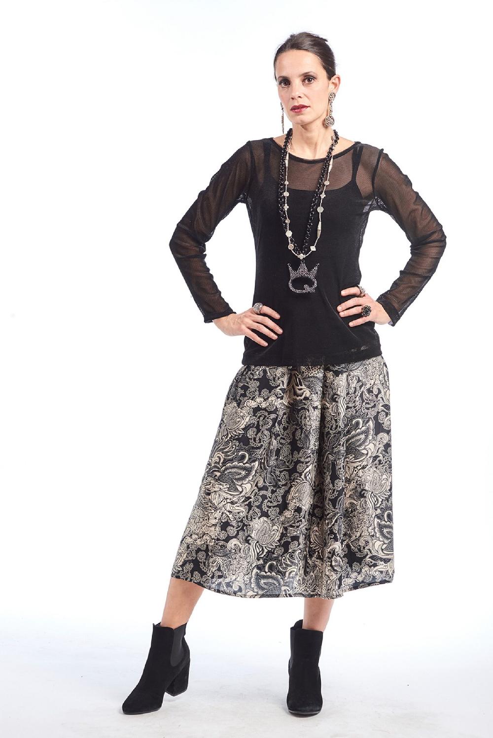 Save The Queen gonna longuette in raso con stampa rinascimentale