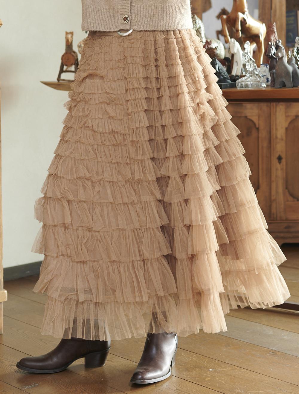 Save The Queen Gonna lunga a balze in tulle col biscotto