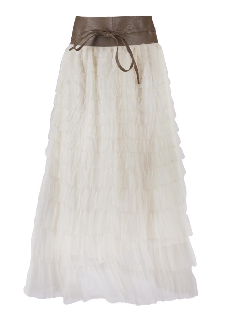 Save The Queen Gonna Lunga A Balze In Tulle Color Panna