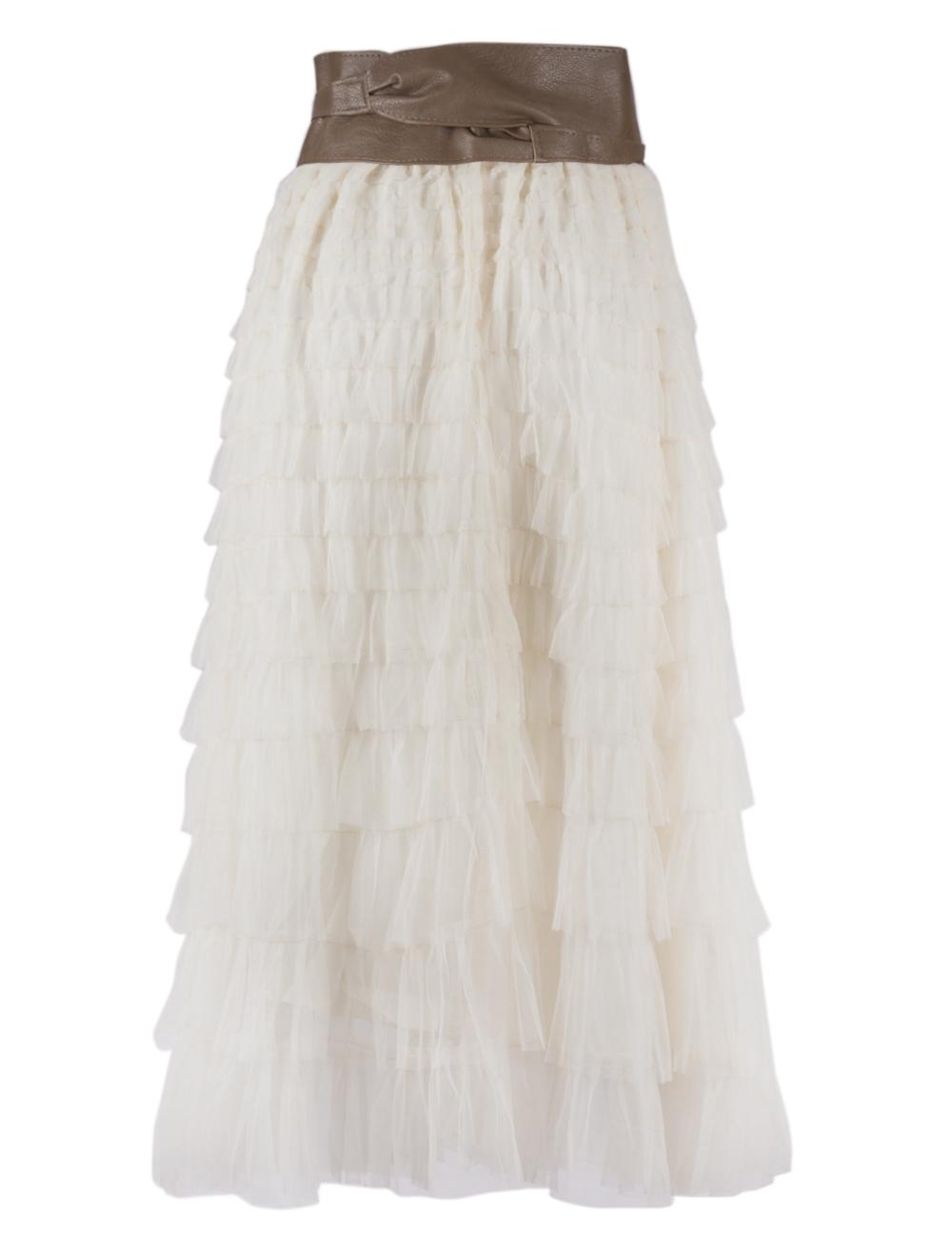 Save The Queen Gonna Lunga A Balze In Tulle Color Panna