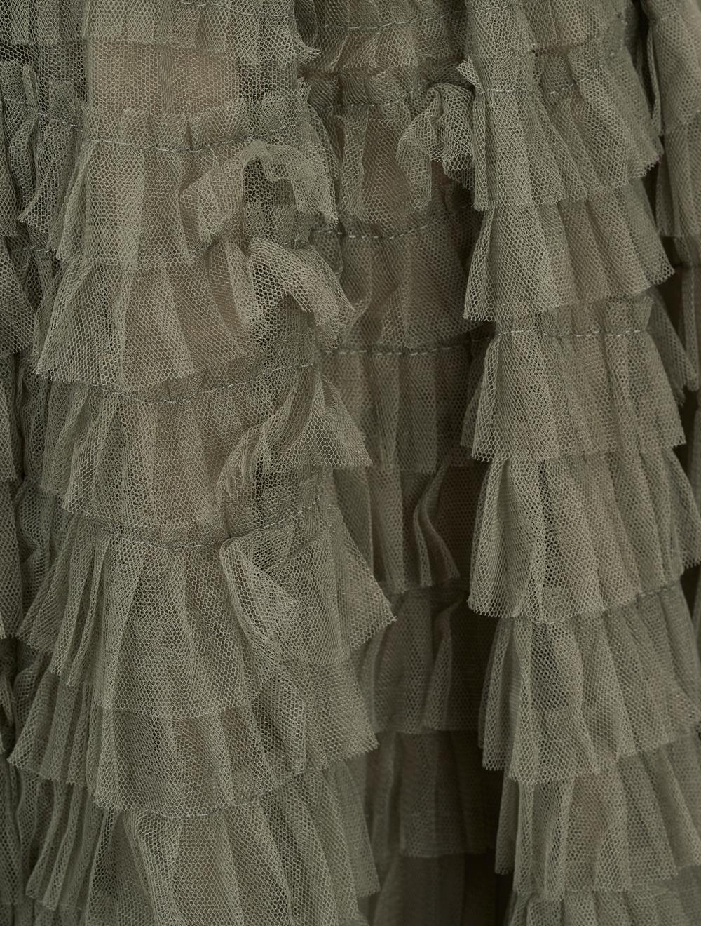 Save The Queen Gonna Lunga A Balze In Tulle Verde Militare