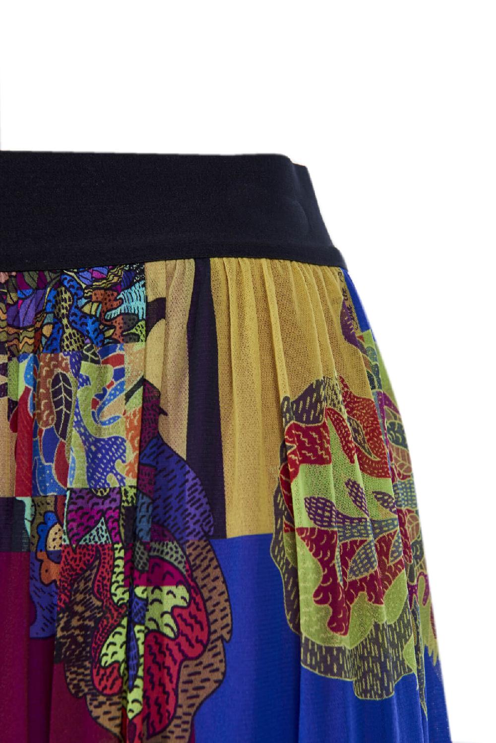 Save The Queen Gonna Lunga A Pieghe In Tulle Stampato