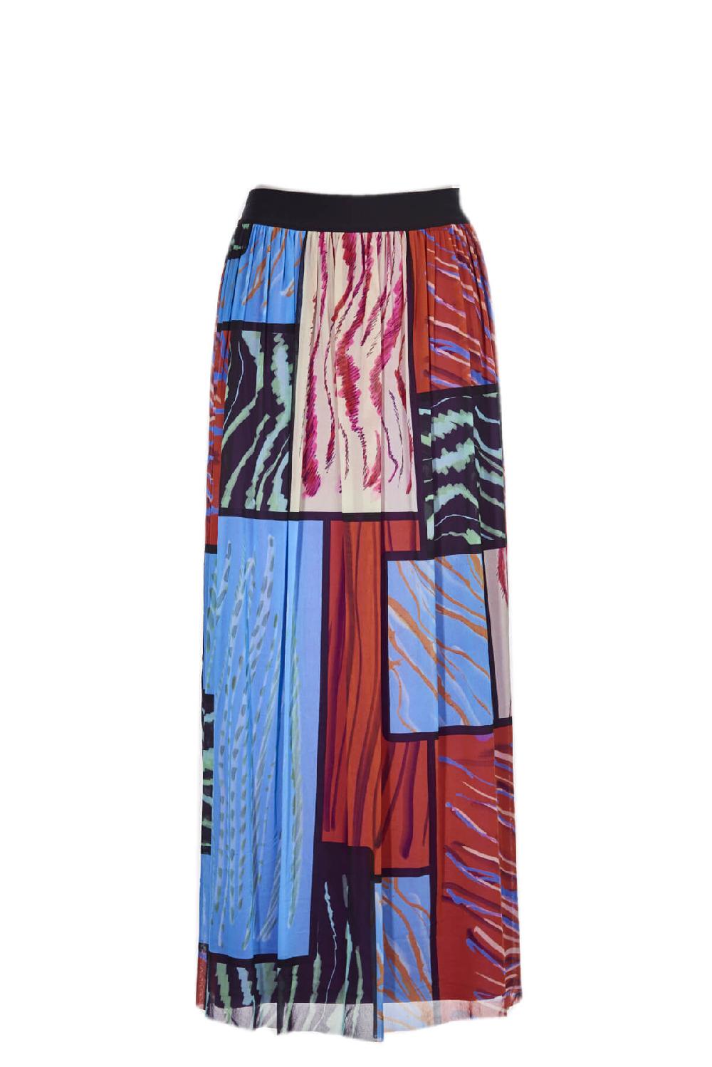 Save The Queen Gonna lunga a pieghe in tulle stampato