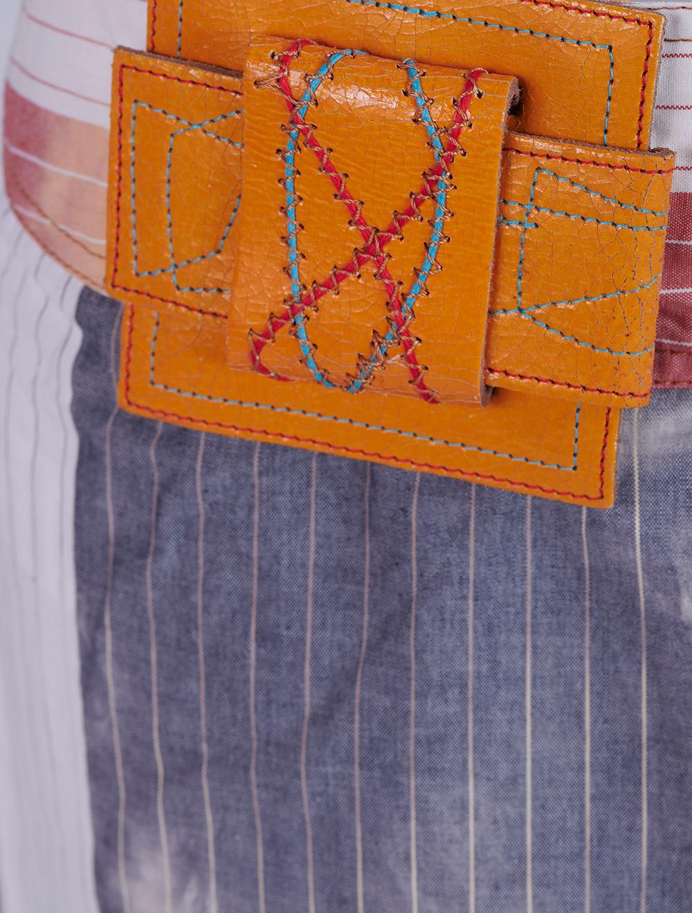 Save The Queen Gonna Lunga A Righe Con Applicazione In Pelle