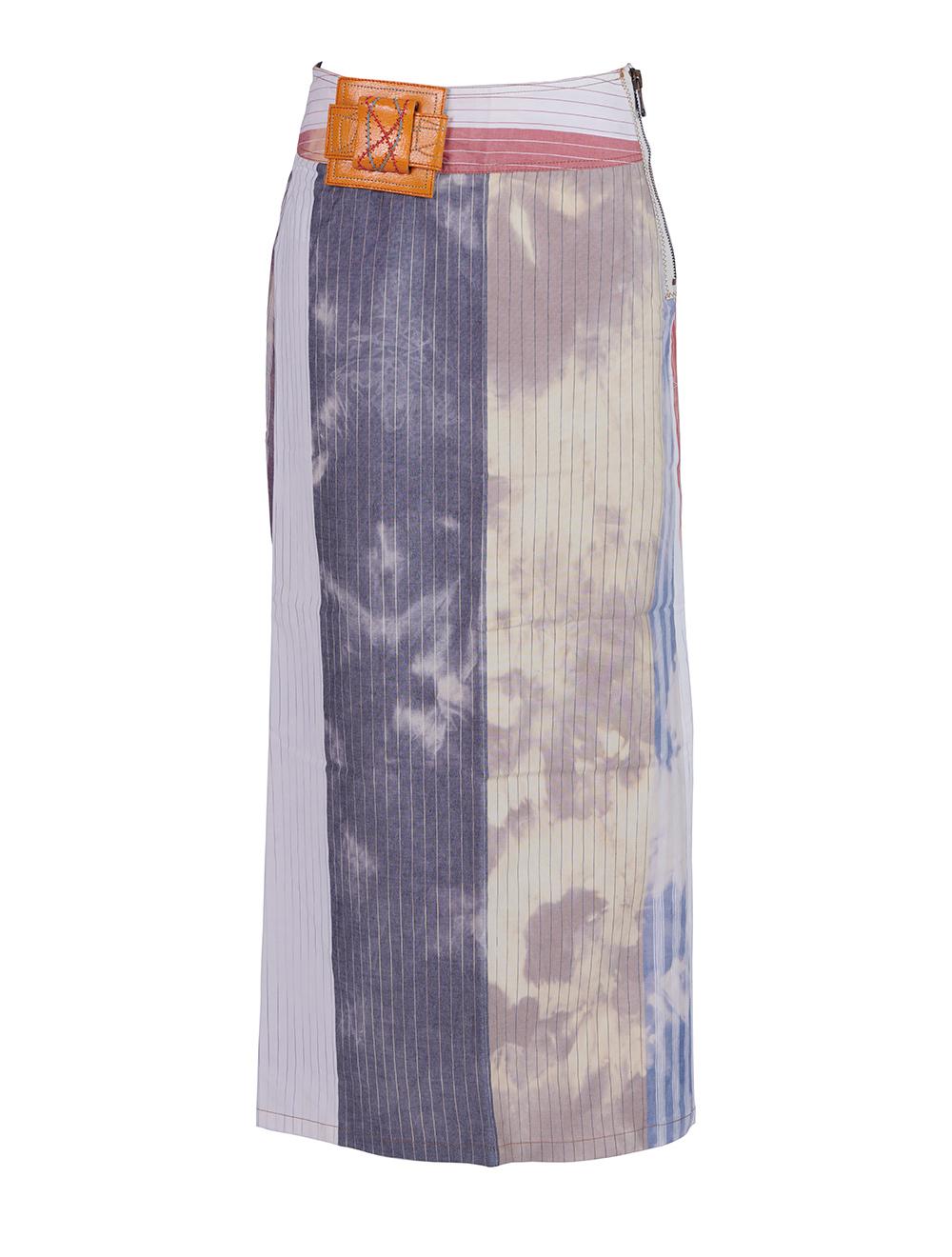 Save The Queen Gonna lunga a righe con applicazione in pelle