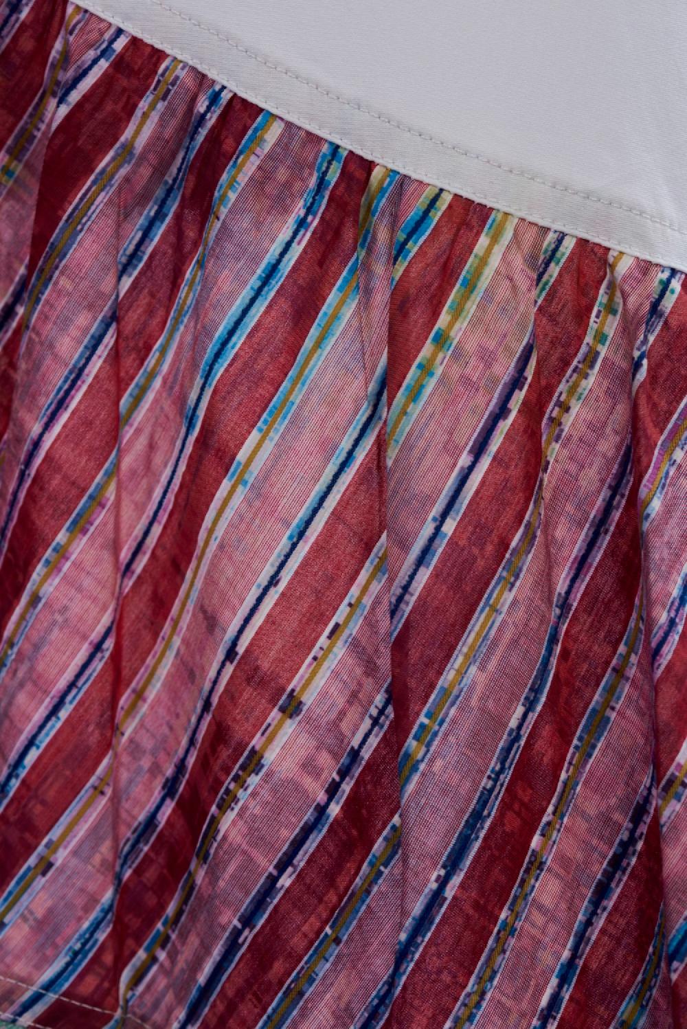 Save The Queen Gonna Lunga A Sirena Con Balza In Cotone Fantasia Righe E Pizzo