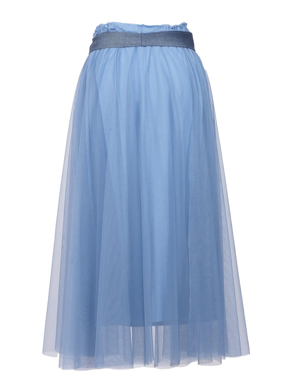 Save The Queen Gonna Lunga Azzurro Polvere Con Fusciacca In Jeans Ricamato