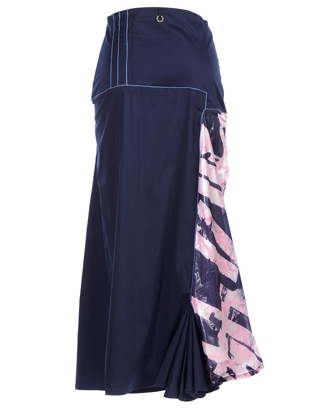 Save The Queen Gonna Lunga Blu Con Inserti Stampati Disegno Astratto