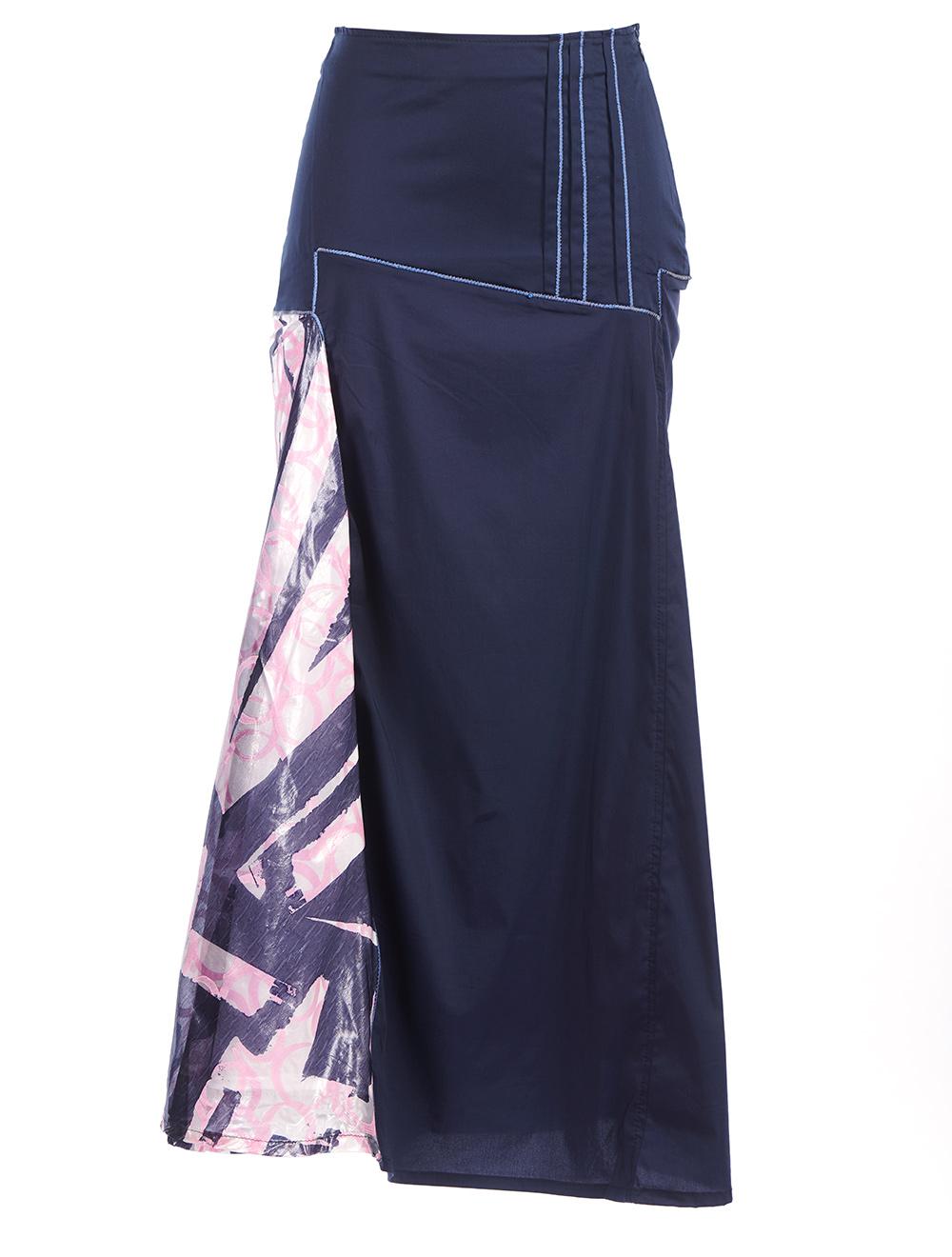 Save The Queen Gonna Lunga Blu Con Inserti Stampati Disegno Astratto