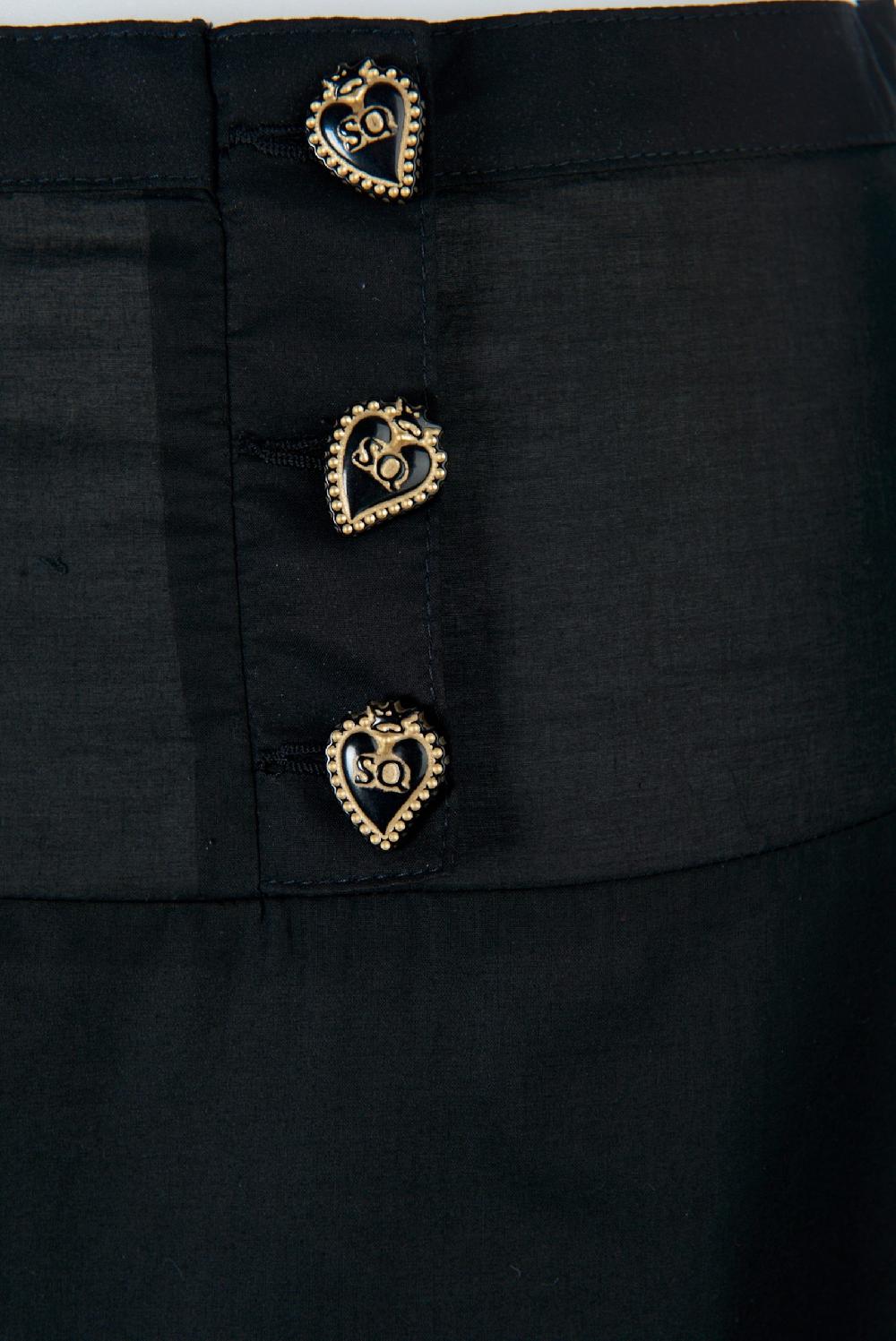 Save The Queen Gonna Lunga In Cotone Nero E Sangallo