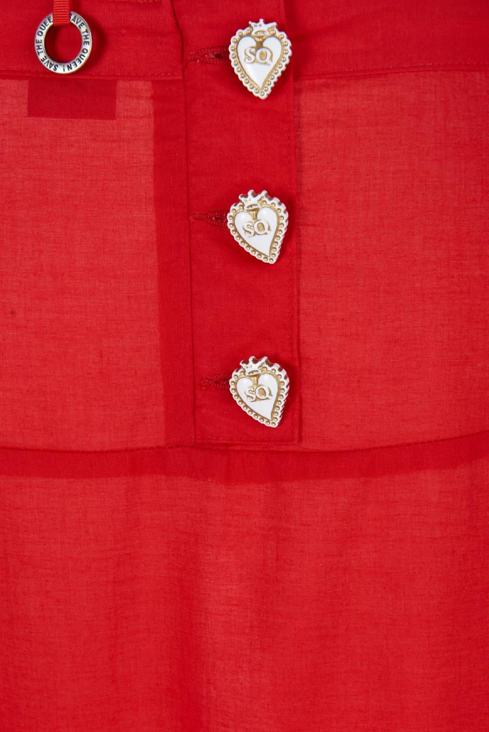 Save The Queen Gonna Lunga In Cotone Rosso E Sangallo