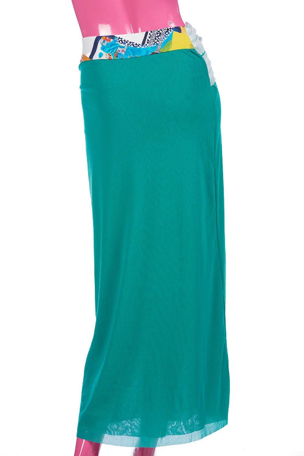 Save The Queen Gonna Lunga In Tulle Verde Acqua E Dettaglio Di Stampa