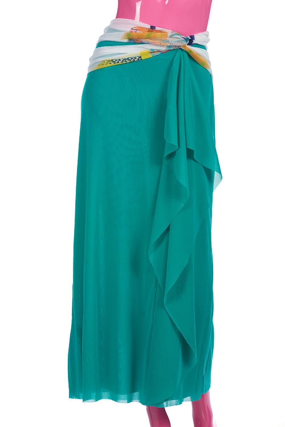 Save The Queen Gonna Lunga In Tulle Verde Acqua E Dettaglio Di Stampa