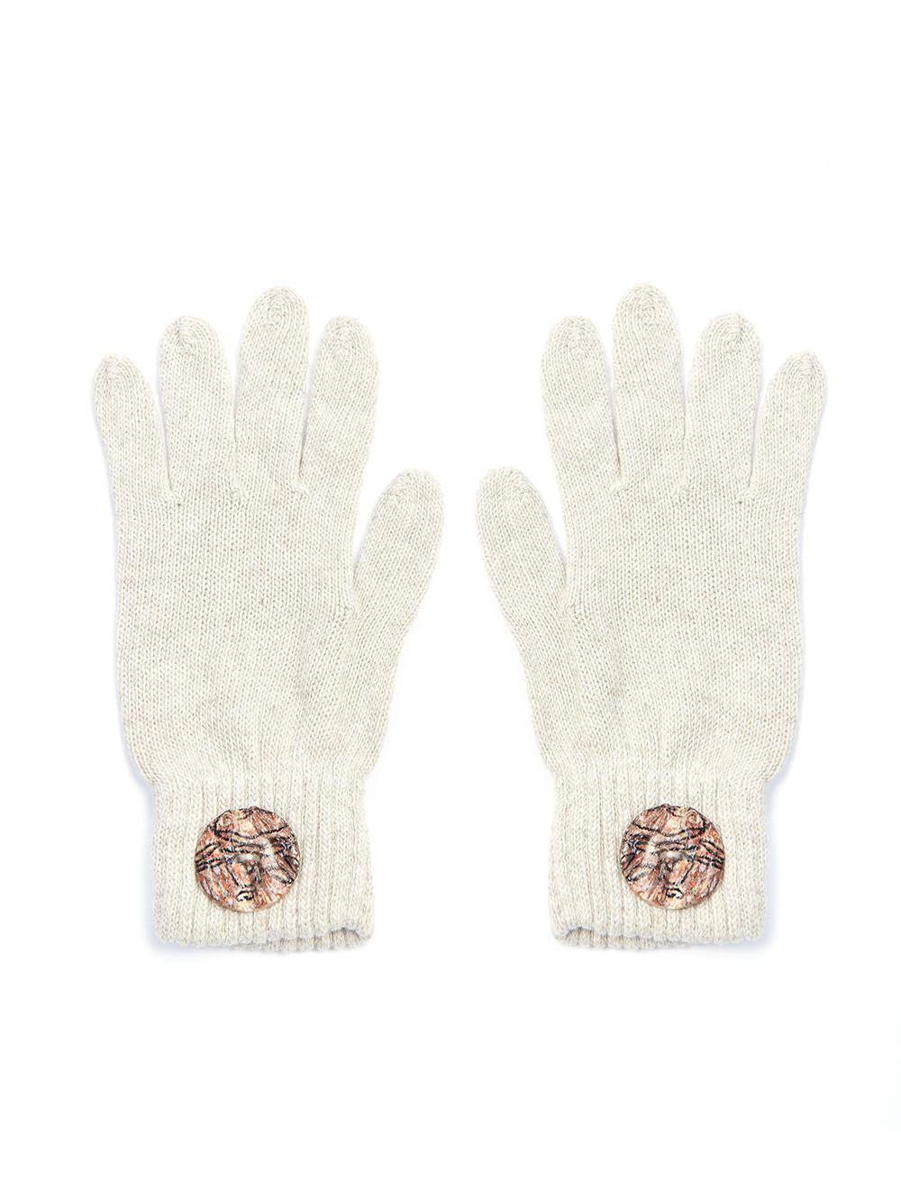 Save The Queen guanti in maglia con applicazione in madreperla