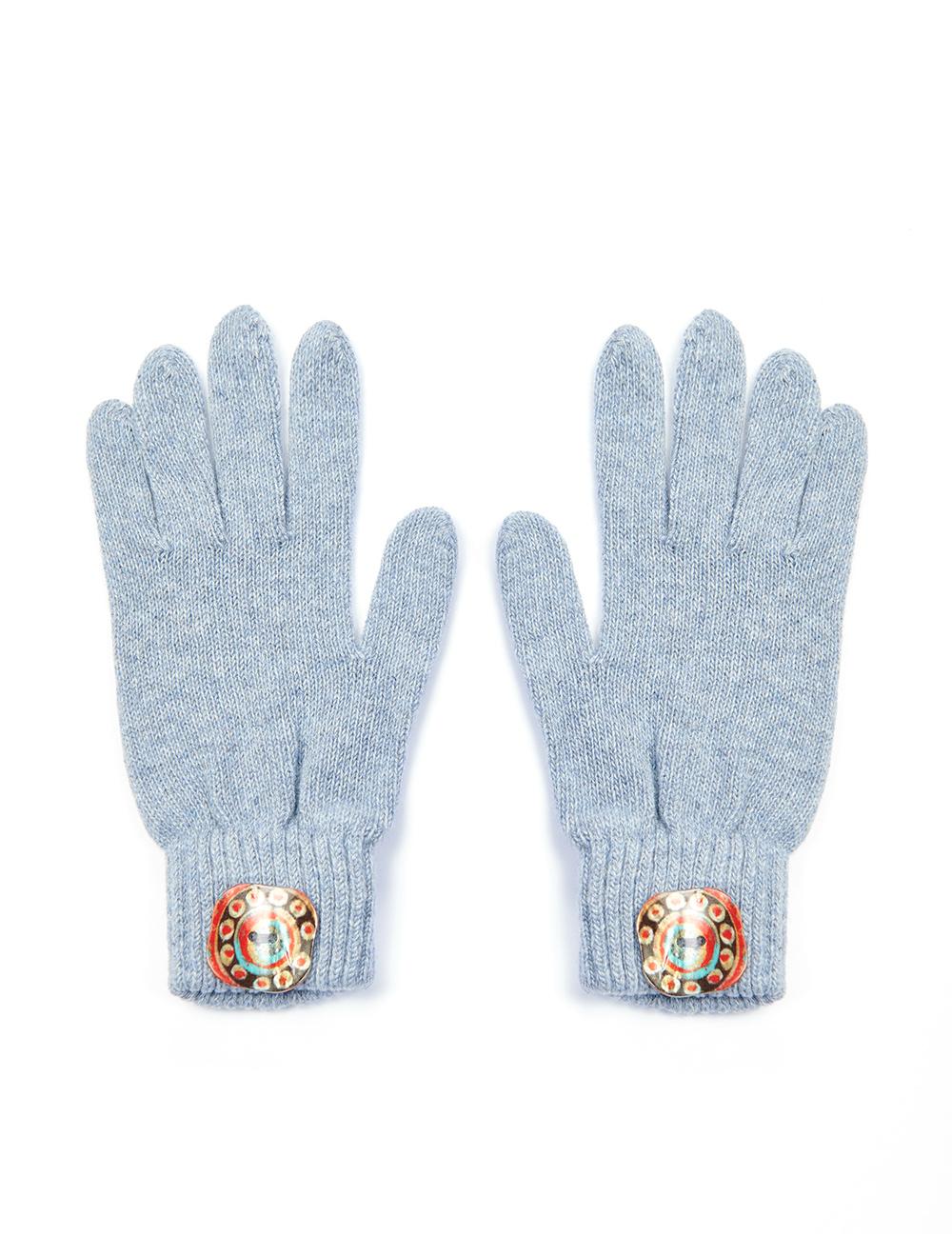 Save The Queen guanti in maglia con applicazione in madreperla