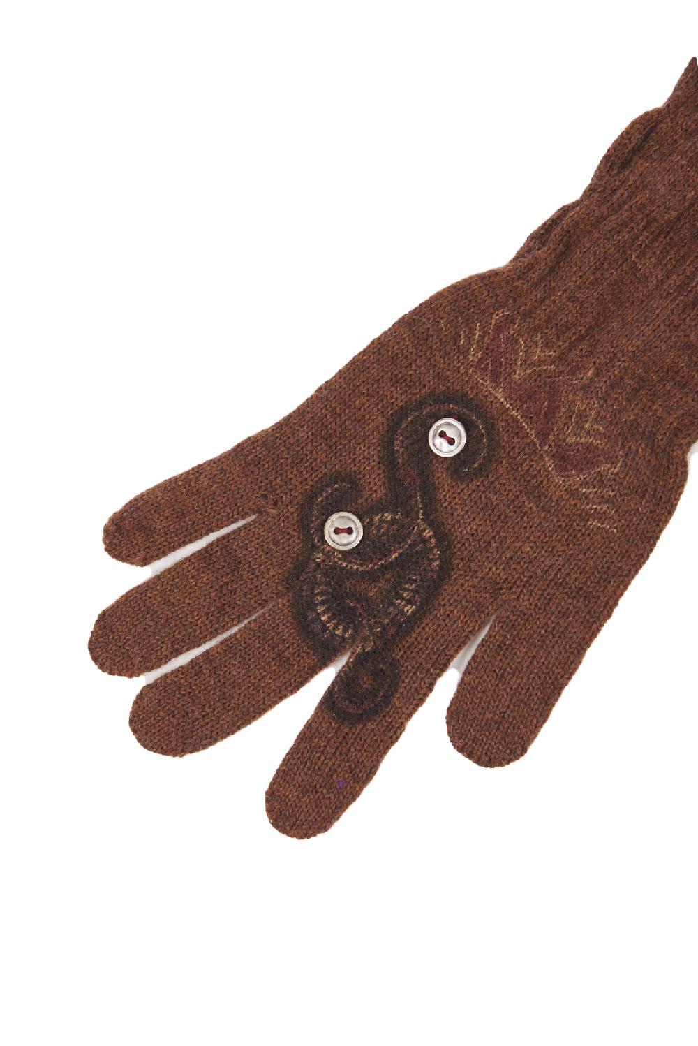 Save The Queen Guanti In Maglia Di Lana Con Stampa E Applicazioni