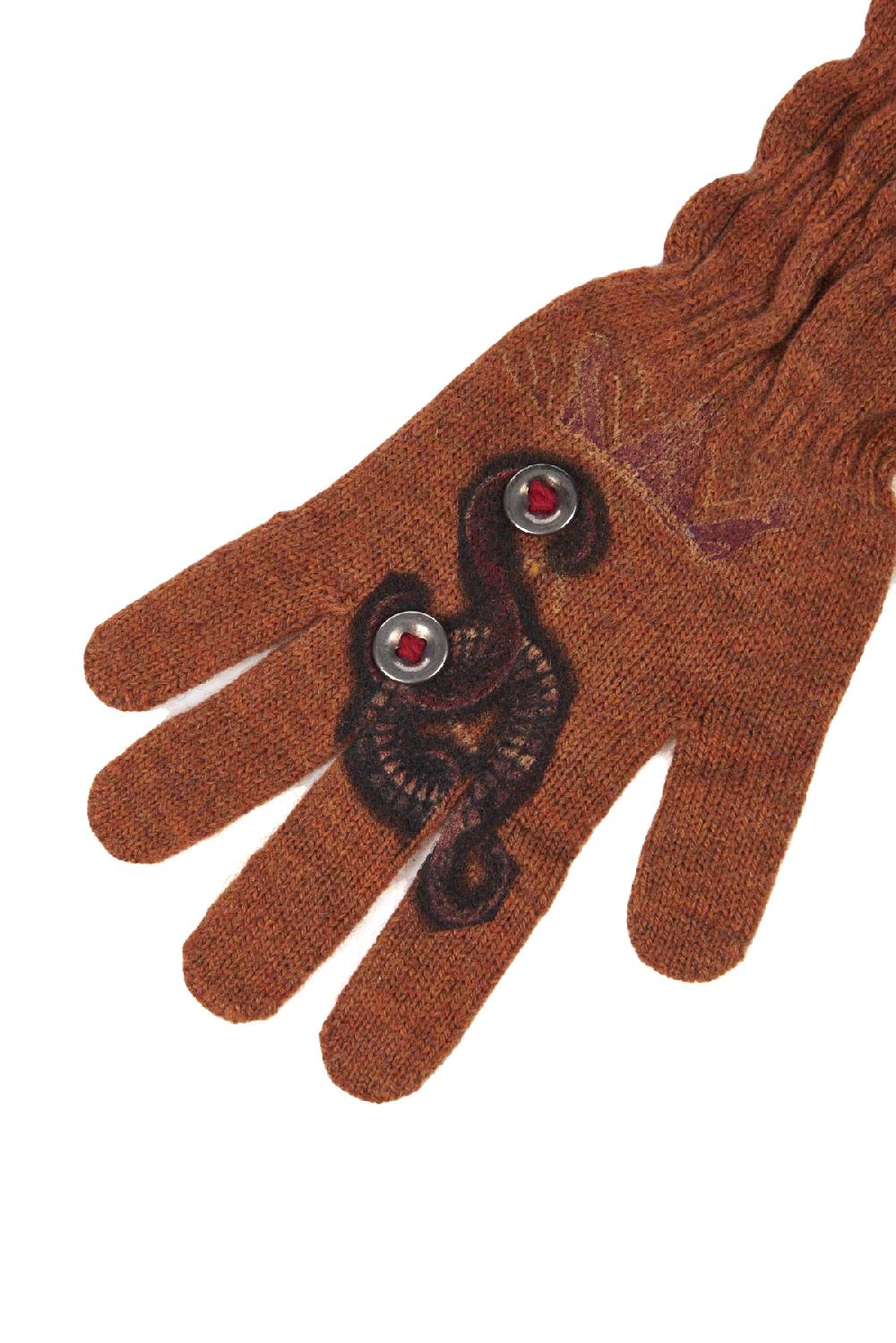 Save The Queen Guanti In Maglia Di Lana Con Stampa E Applicazioni