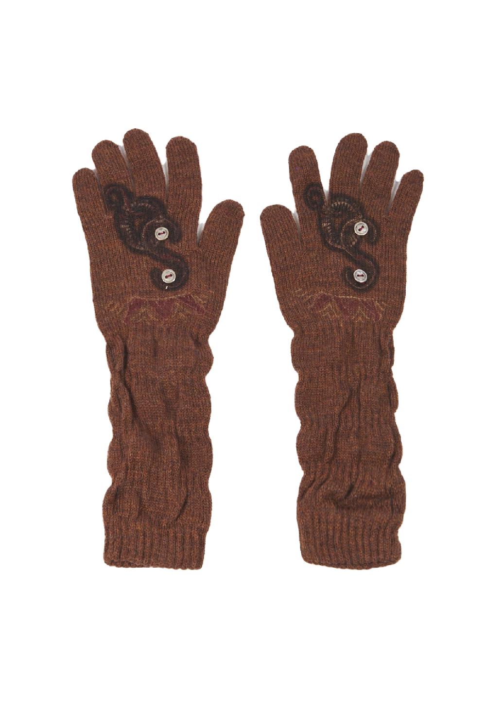 Save The Queen Guanti in maglia di lana con stampa e applicazioni