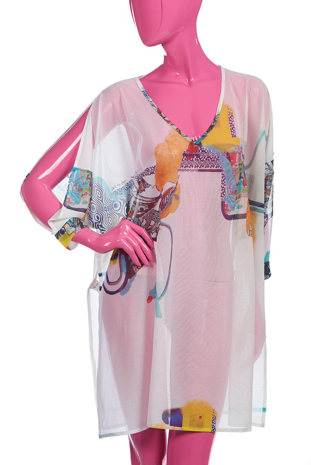 Save The Queen Kaftano Copricostume Con Stampa Dedicata All’arte Contemporanea Africana