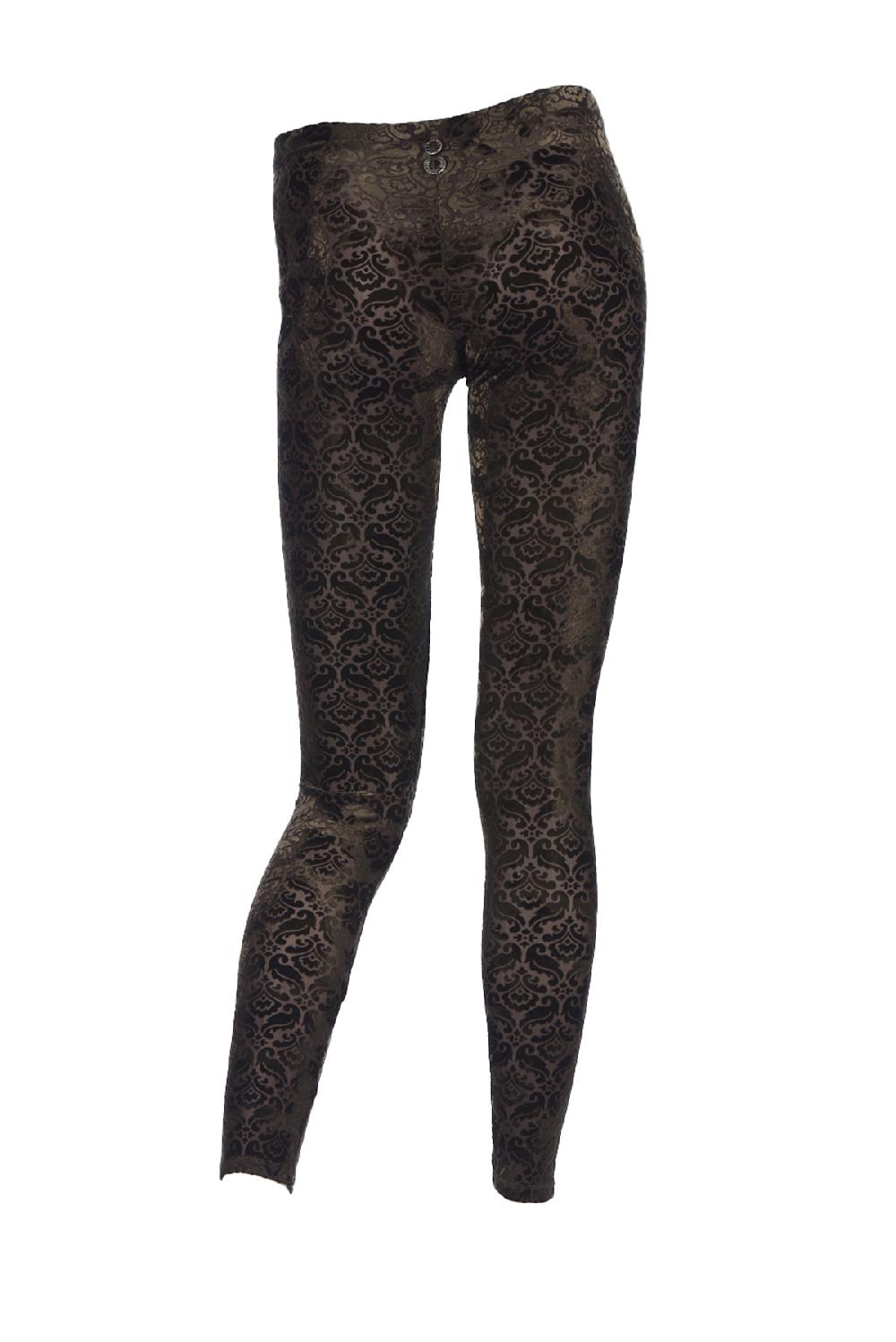 Save The Queen Leggings Marroni In Velluto Devorè Elasticizzato