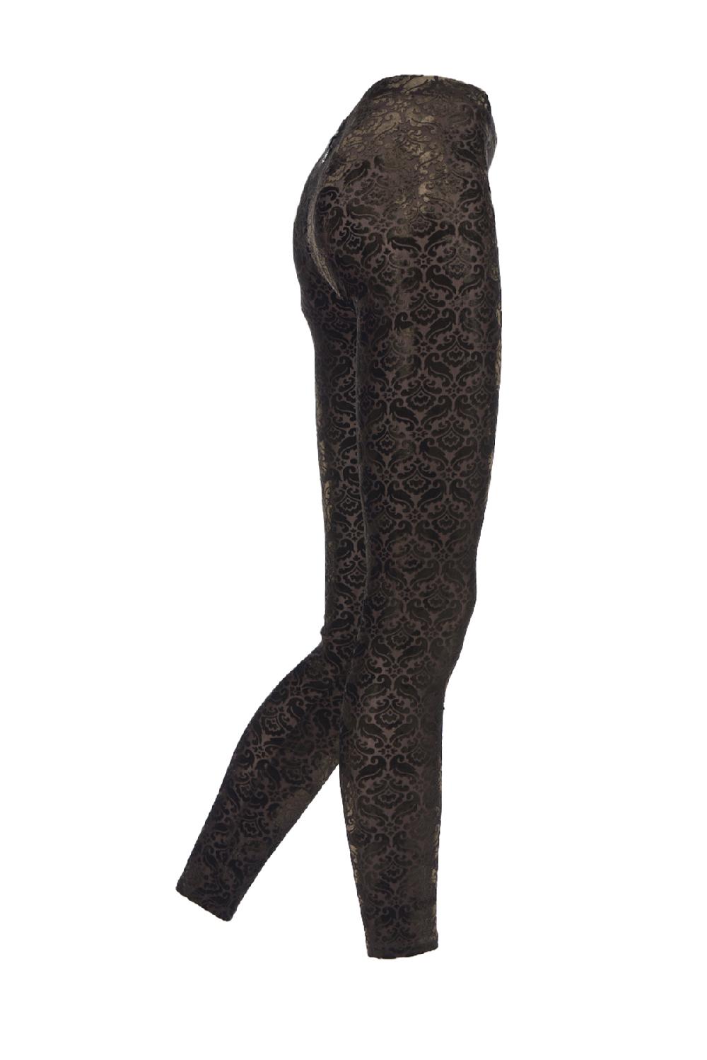 Save The Queen Leggings Marroni In Velluto Devorè Elasticizzato