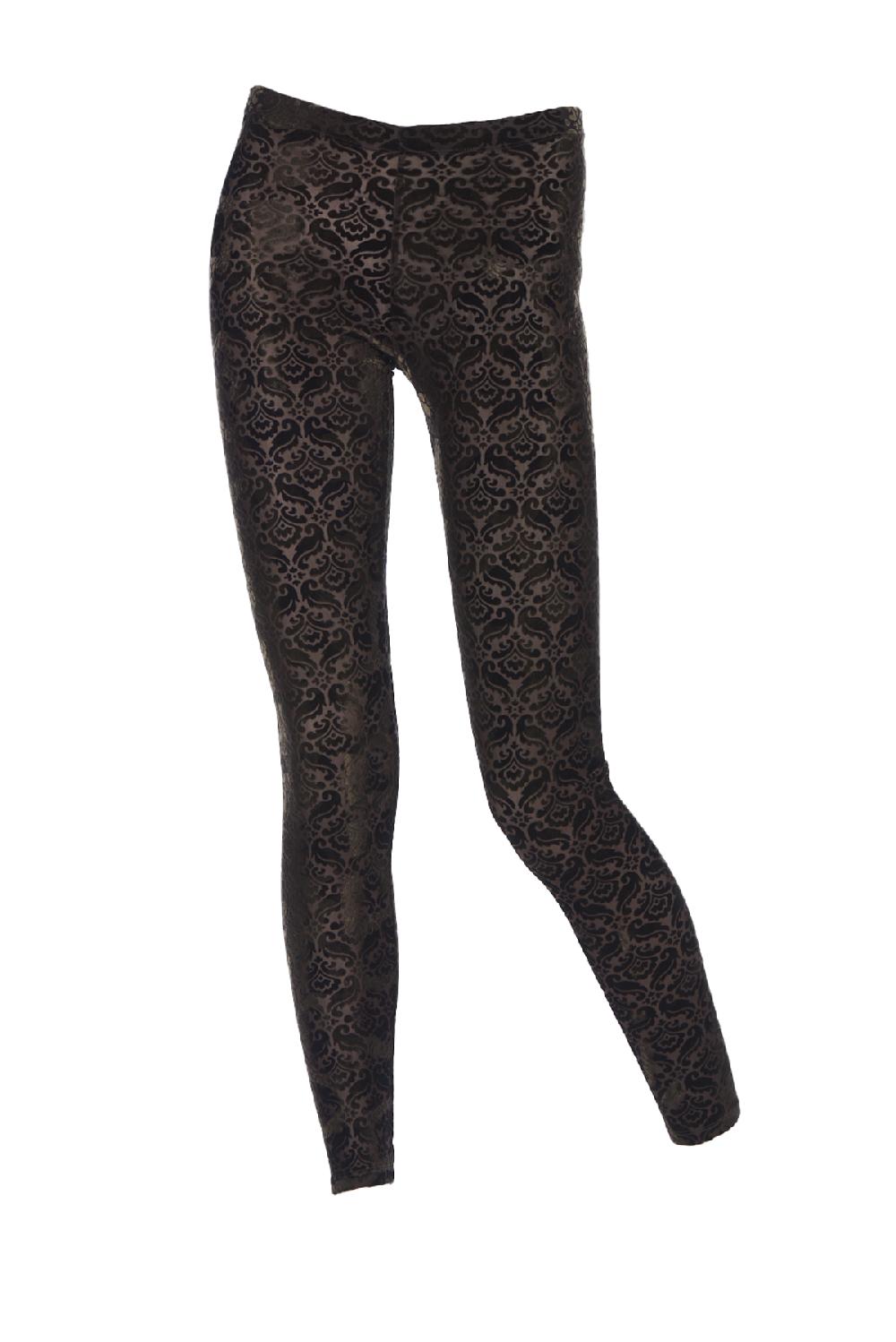 Save The Queen Leggings Marroni In Velluto Devorè Elasticizzato