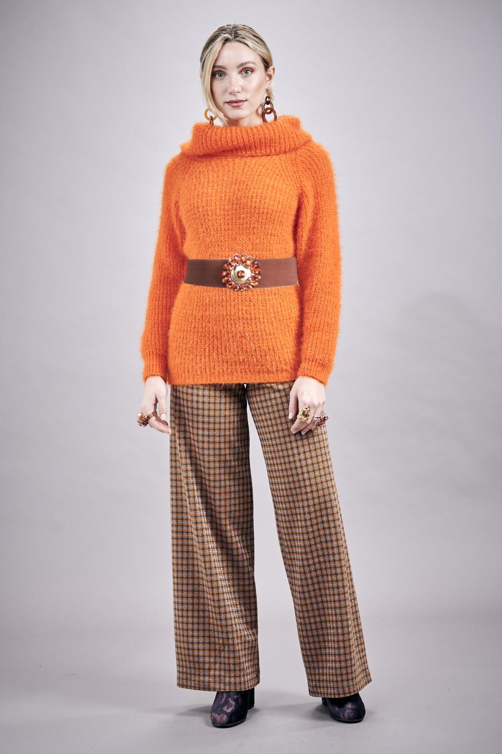 Save The Queen Maglia Arancio In Tricot Effetto “mohair”