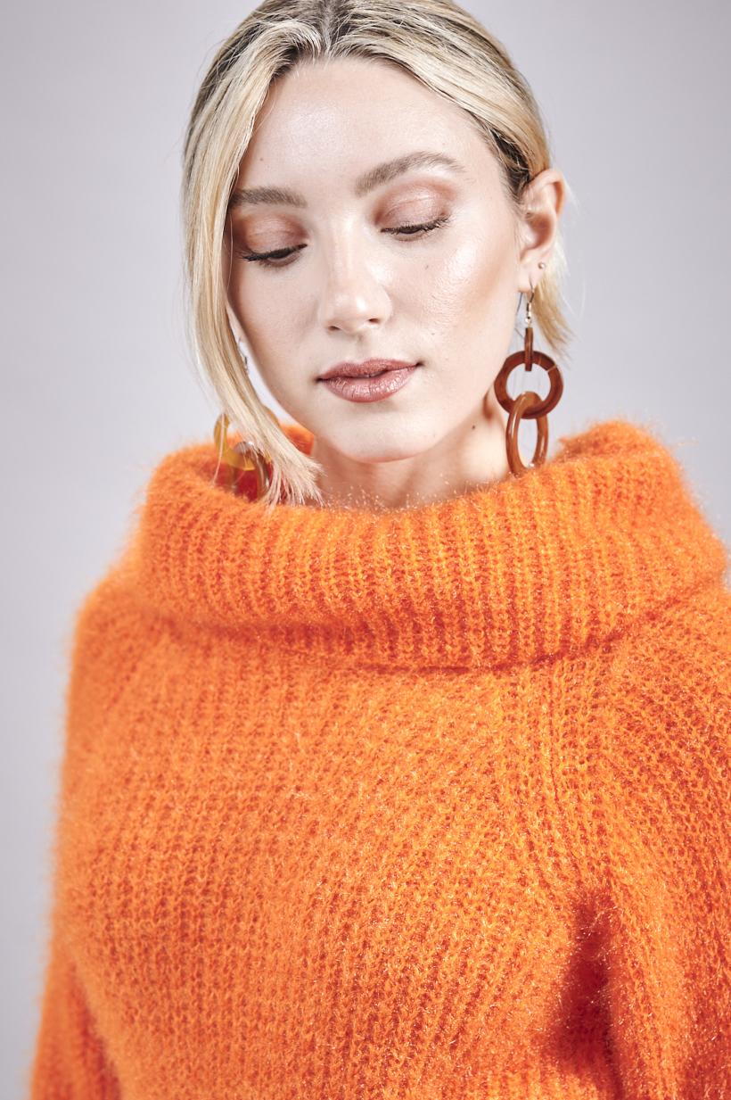 Save The Queen Maglia Arancio In Tricot Effetto “mohair”