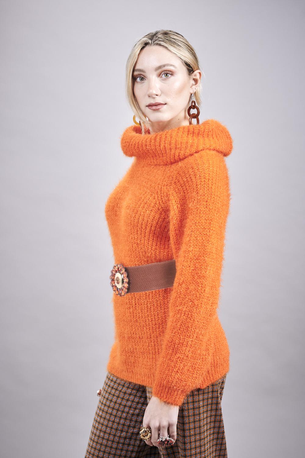 Save The Queen Maglia Arancio In Tricot Effetto “mohair”