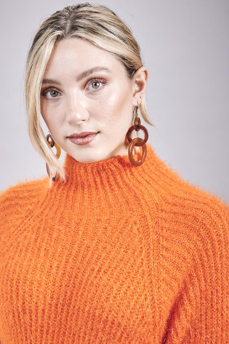 Save The Queen Maglia Arancio In Tricot Effetto “mohair”