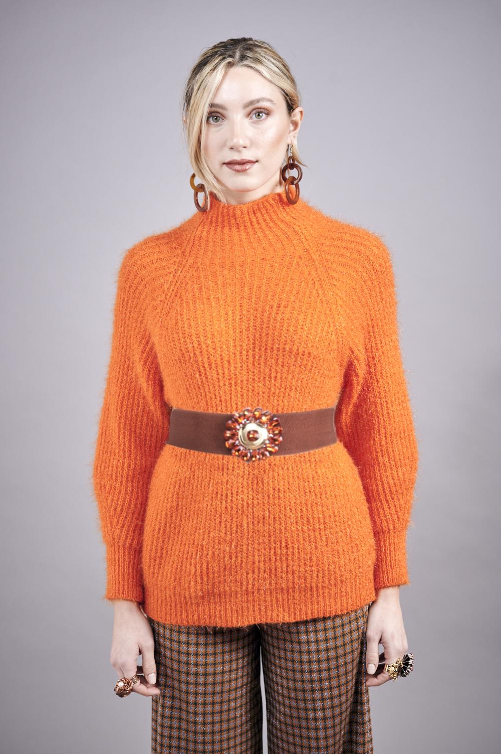 Save The Queen Maglia arancio in tricot effetto “mohair”