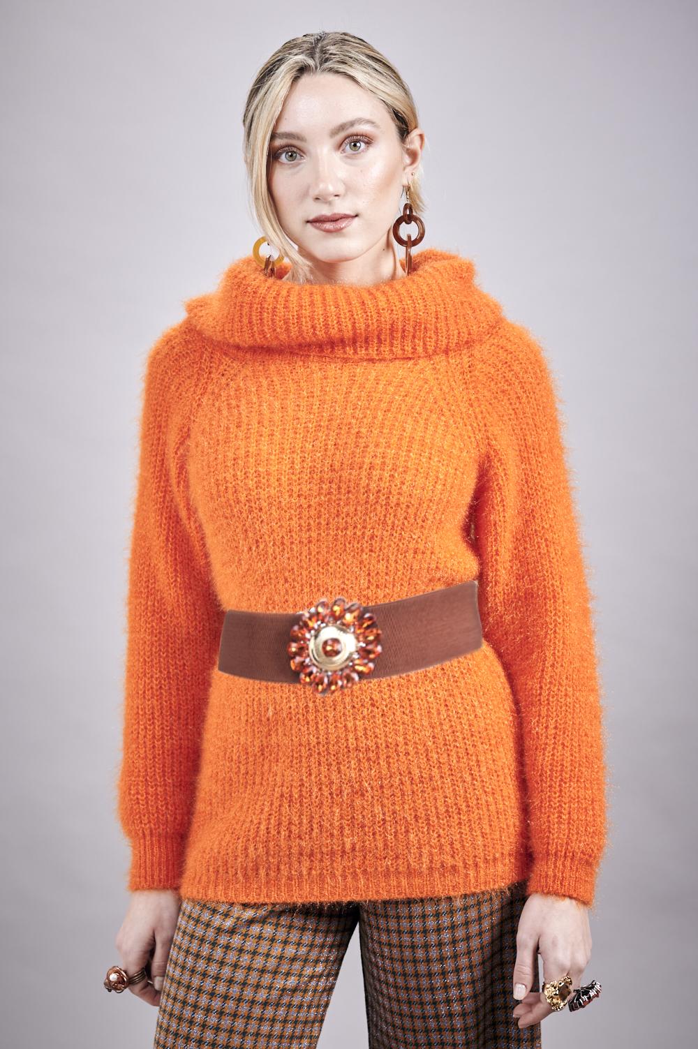 Save The Queen Maglia arancio in tricot effetto “mohair”