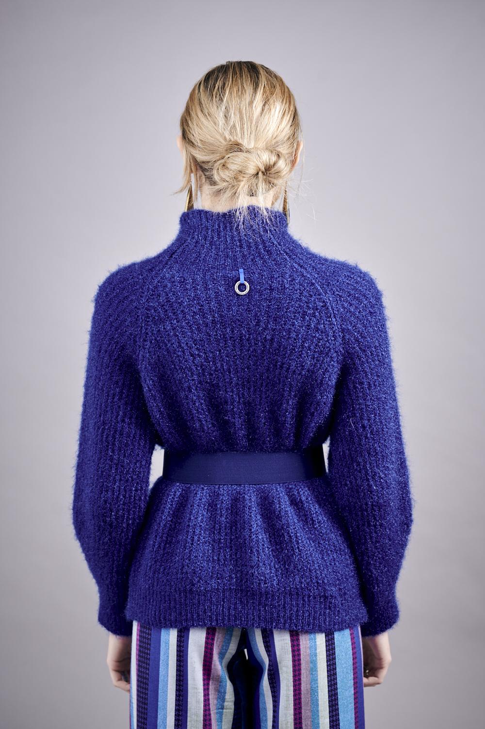 Save The Queen Maglia Bluette In Tricot Effetto “mohair”