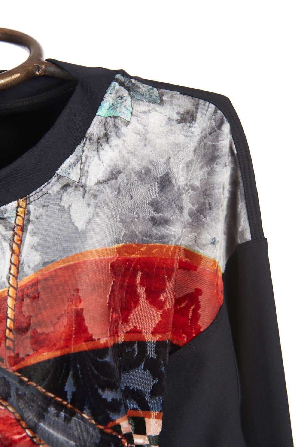 Save The Queen Maglia Felpata Con Stampa Su Tessuti Devorè