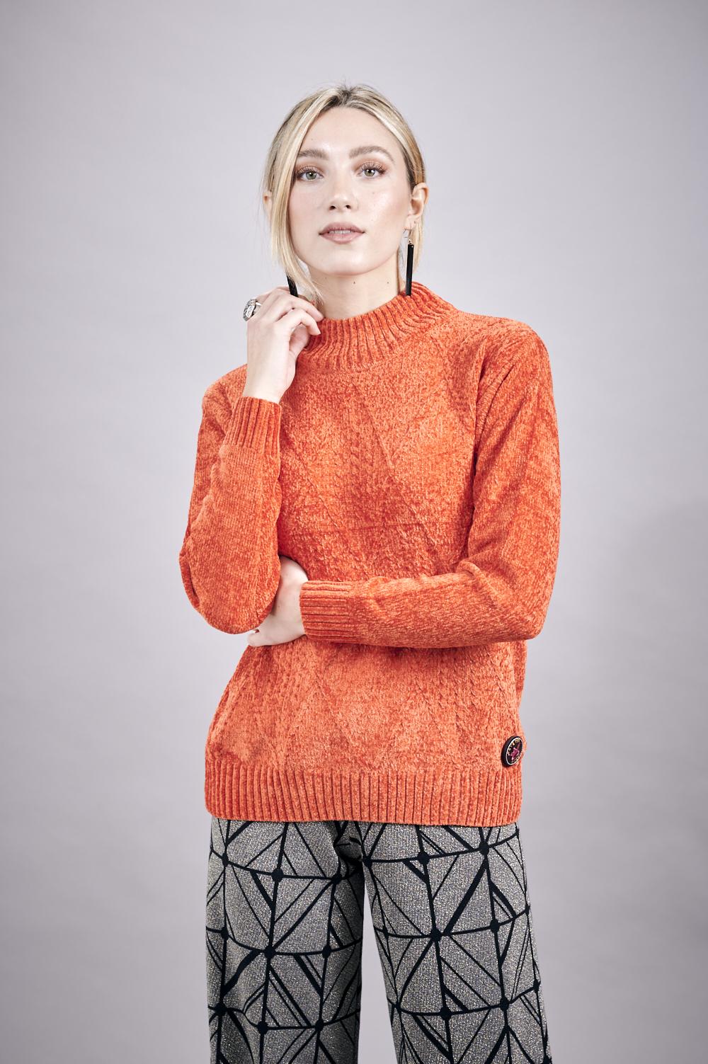 Save The Queen Maglia In Tricot Di Ciniglia Color Arancio
