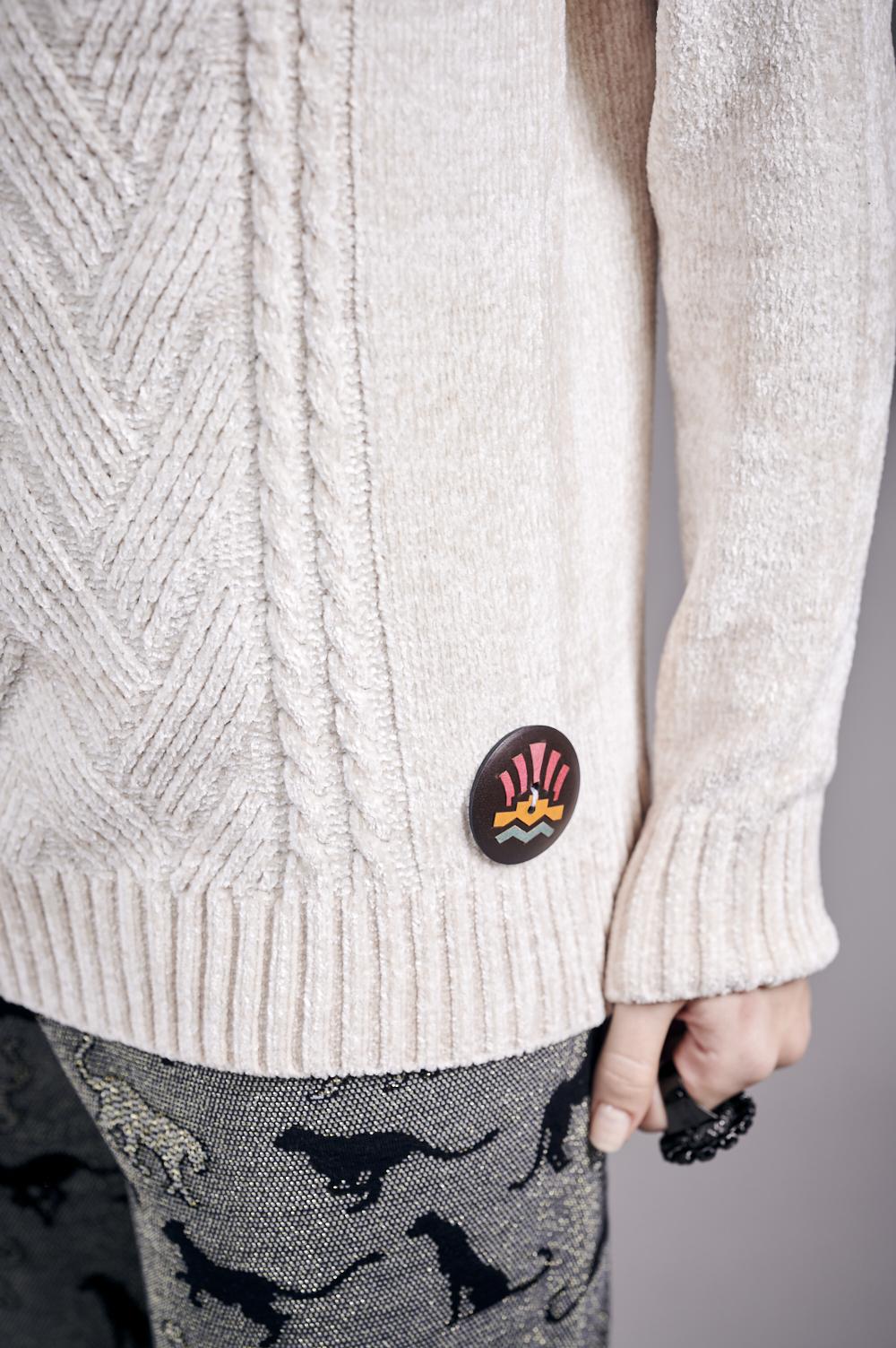 Save The Queen Maglia In Tricot Di Ciniglia Color Beige