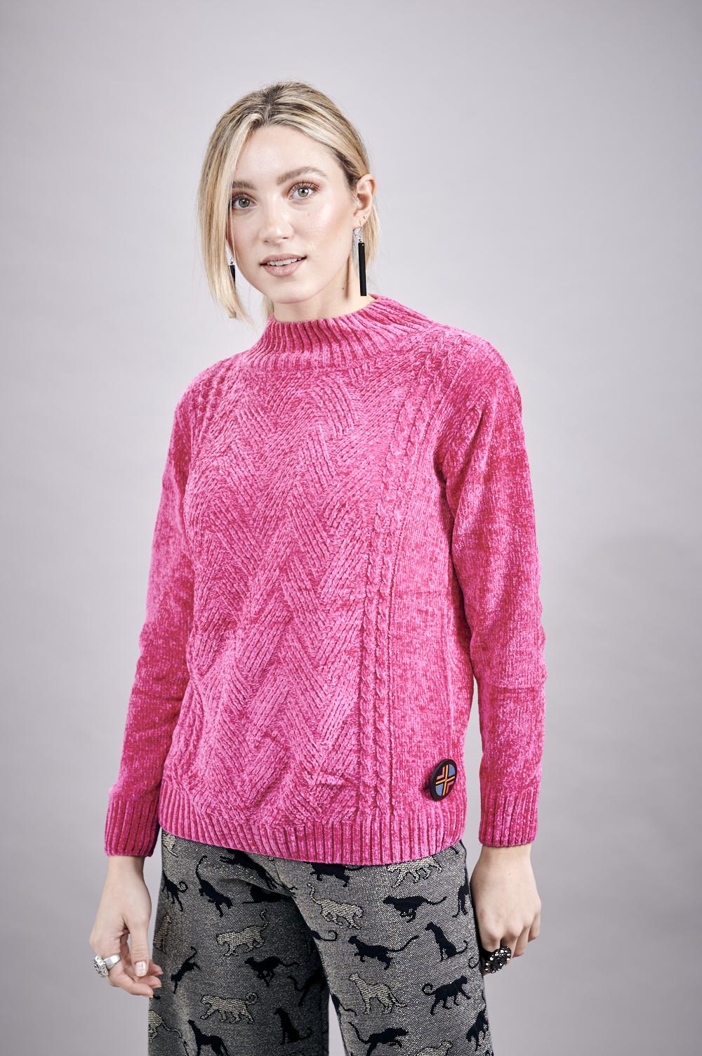 Save The Queen Maglia In Tricot Di Ciniglia Color Fuxia