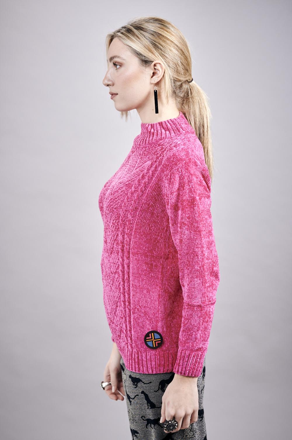 Save The Queen Maglia In Tricot Di Ciniglia Color Fuxia