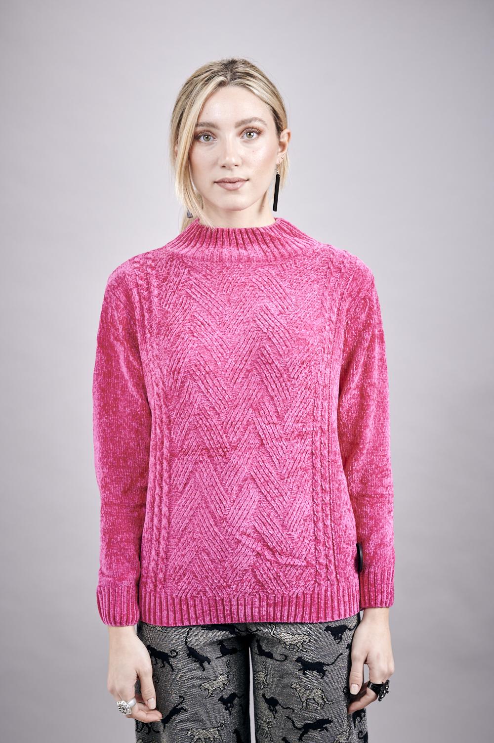 Save The Queen Maglia in tricot di ciniglia color fuxia